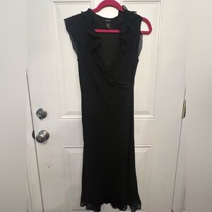 Vintage Silk Ruffle Little Black Dress